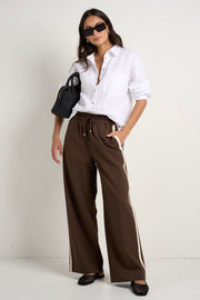 Townie Stripe Side Wide Leg - Chocolate