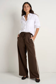 Townie Stripe Side Wide Leg - Chocolate