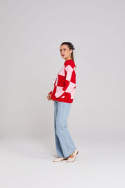 Cleo Check It Jumper - Pinky Tomato