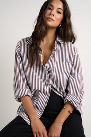 You Got This Stripe Oversized Shirt - Chocolate