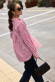 You Got This Stripe Oversized Shirt - Red Stripe