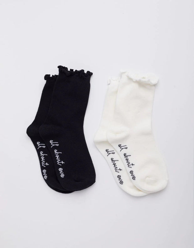 AAE 2pk Frills Sock Black/White
