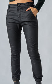 Coated Cuffed Jeans - Black