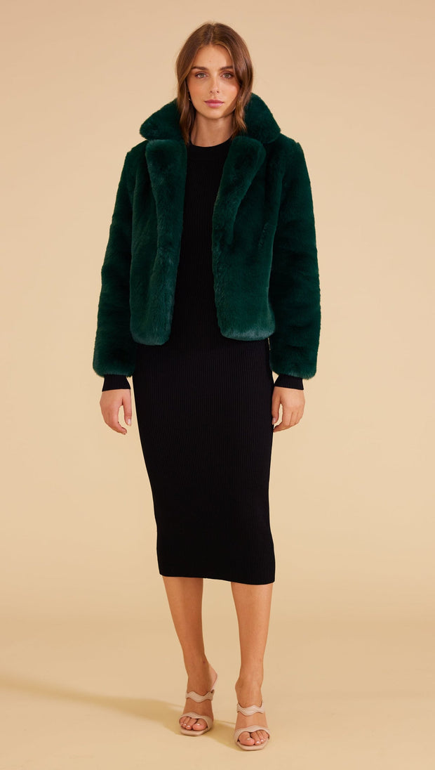 Naomi Fur Jacket - Dark Green