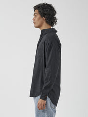 Hemp Oversized Long Sleeve Shirt - Black