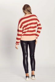 The Stripe Badge Knit - Rust and Pink Stripe